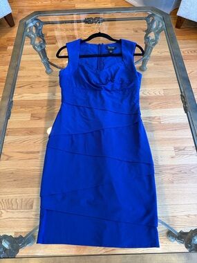 White House black market Cobalt Blue Sleeveless Sheath Midi Dress